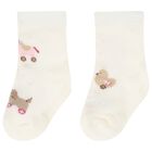 Baby Girls Pink & Ivory Socks ( 4 Pack ), 3, hi-res