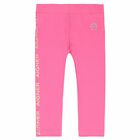 Younger Girls Pink Logo Leggings, 1, hi-res