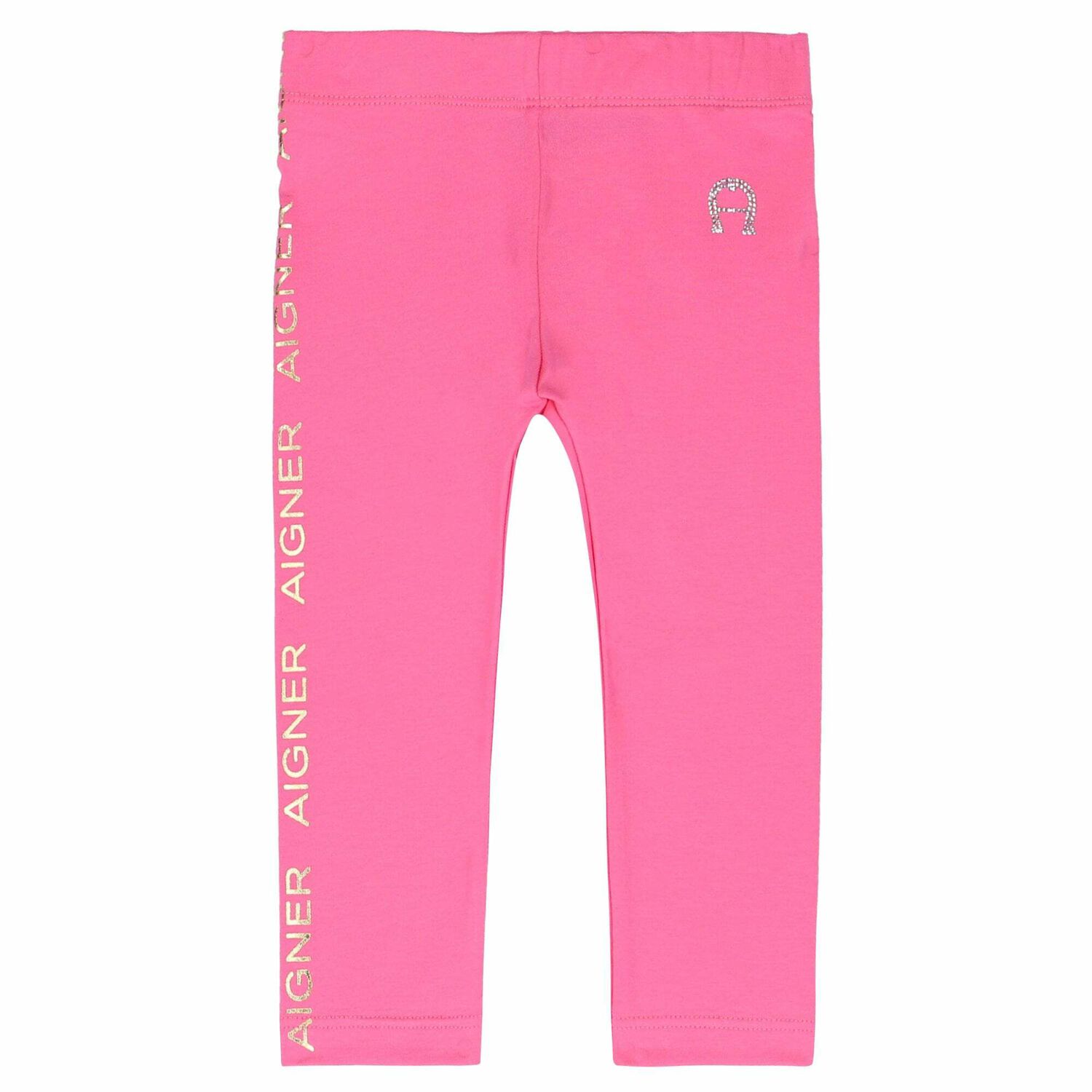 Younger Girls Pink Logo Leggings, 1, hi-res