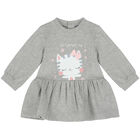 Younger Girls Grey Cat Dress, 1, hi-res