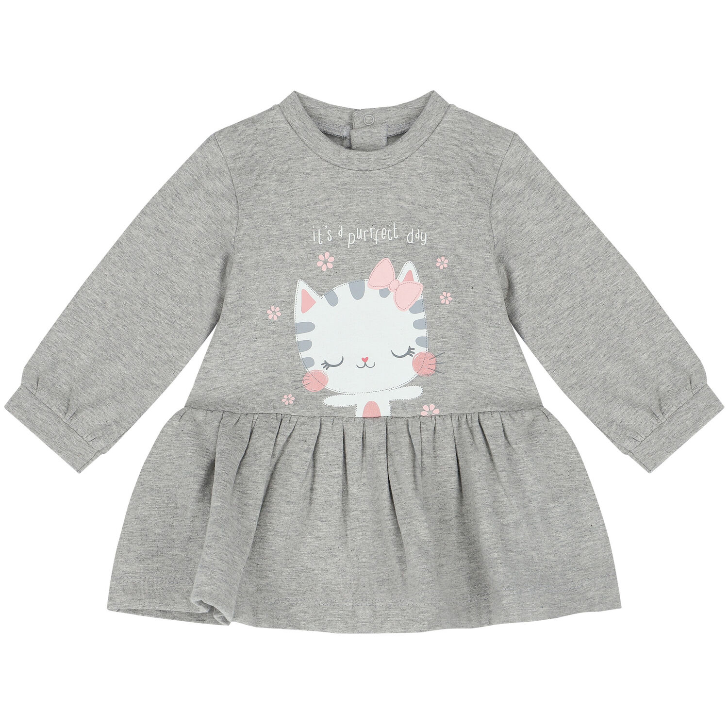 Younger Girls Grey Cat Dress, 1, hi-res