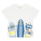 Younger Boys White & Yellow Cotton Shorts Set, 2, hi-res