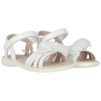 Girls White Flower Sandals