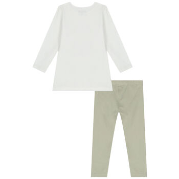 Baby Girls White & Green Leggings Set