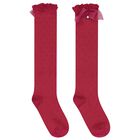 Girls Red Bow Knitted Socks, 4, hi-res
