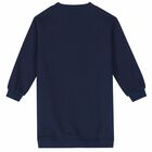 فستان سويت شيرت بالشعار باللون الكحلى, 1, hi-res