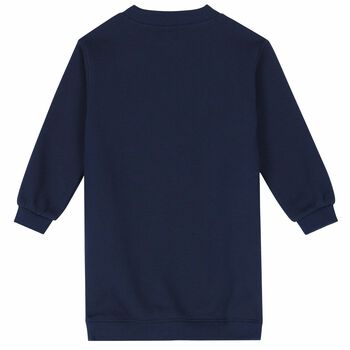 Girls Navy Holographic Logo Sweatshirt Dress