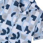 Boys Blue Cotton Printed Shirt, 2, hi-res