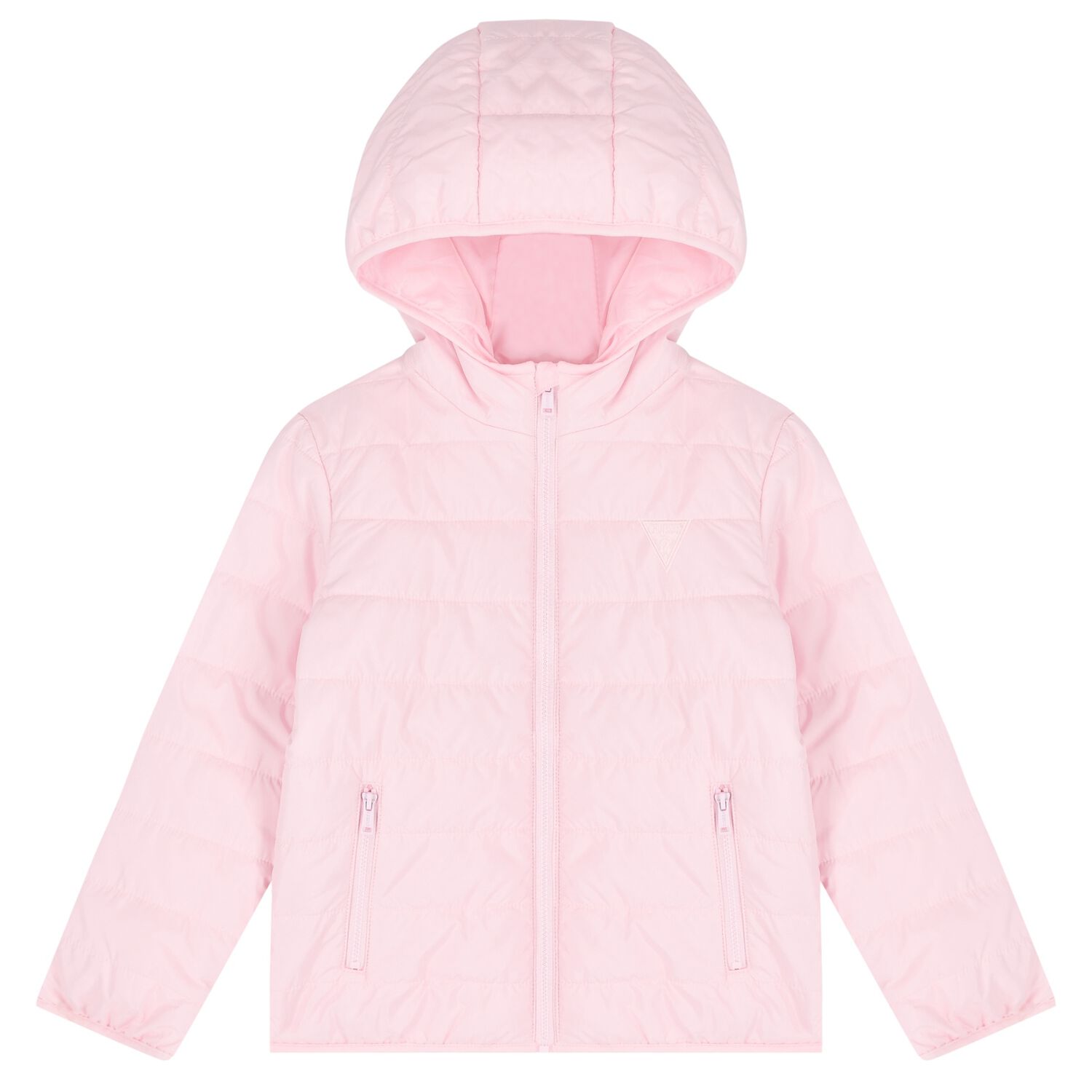 Girls Pink Logo Padded Puffer Jacket, 1, hi-res image number null