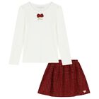 Girls White & Red Logo Skirt Set, 1, hi-res