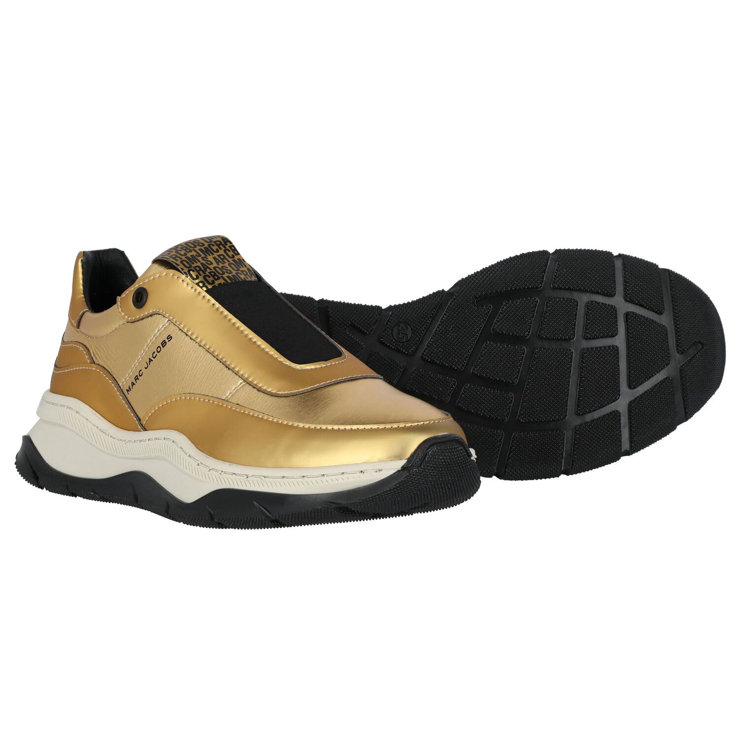 Girls Gold Logo Trainers, 1, hi-res image number null