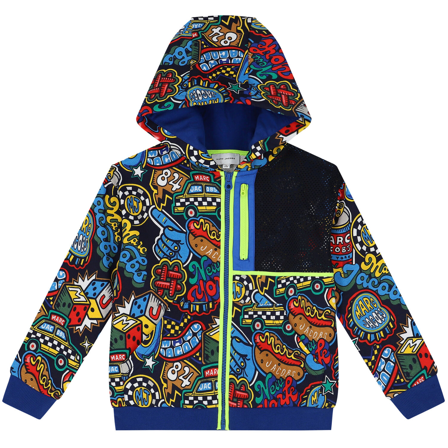 توب هودى أولاد بالشعار باللون الكحلى, 1, hi-res