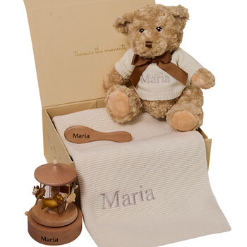 Ivory Musical Carousel Personalised Baby Gift Set