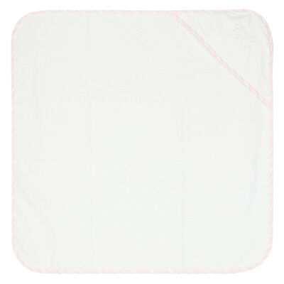 Baby Girls White & Pink Hooded Towel
