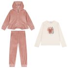 بدله رياضيه من المخمل باللون الوردى ( 3 قطع ), 2, hi-res