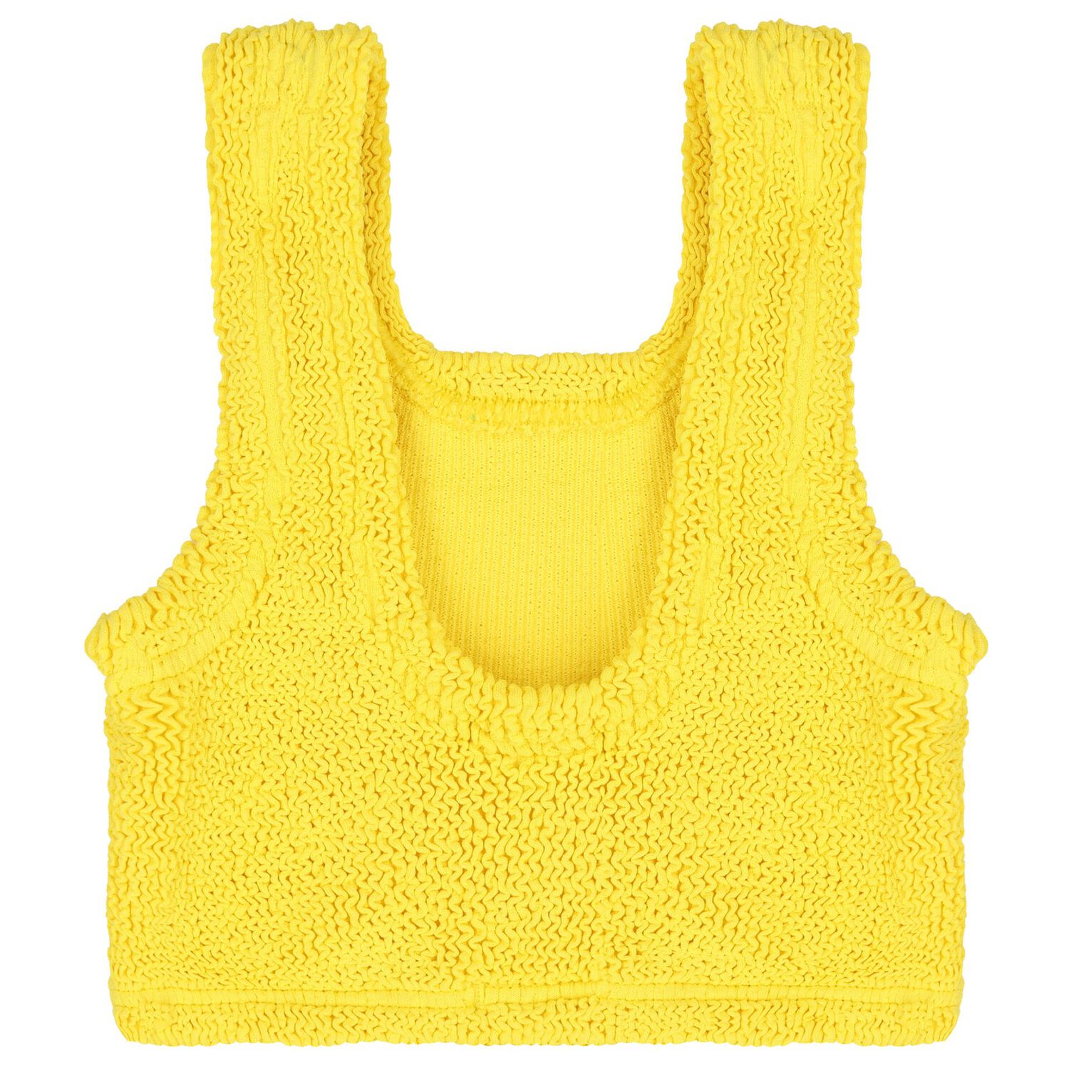 بيكيني من القماش المرن والمجعد باللون الأصفر والوردي الفاتح للبنات, 1, hi-res