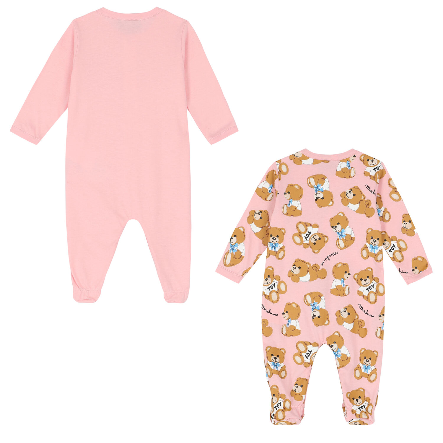 Pink Teddy Logo Babygrows ( 2-Pack ), 2, hi-res