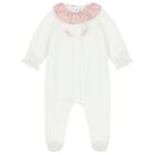 Baby Girls Ivory & Pink Babygrow , 1, hi-res