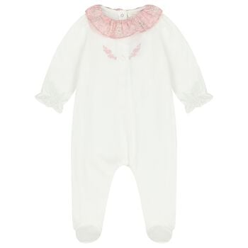 Baby Girls Ivory & Pink Babygrow 