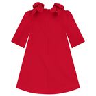 فستان بناتي أحمر بشعار مزهر, 1, hi-res