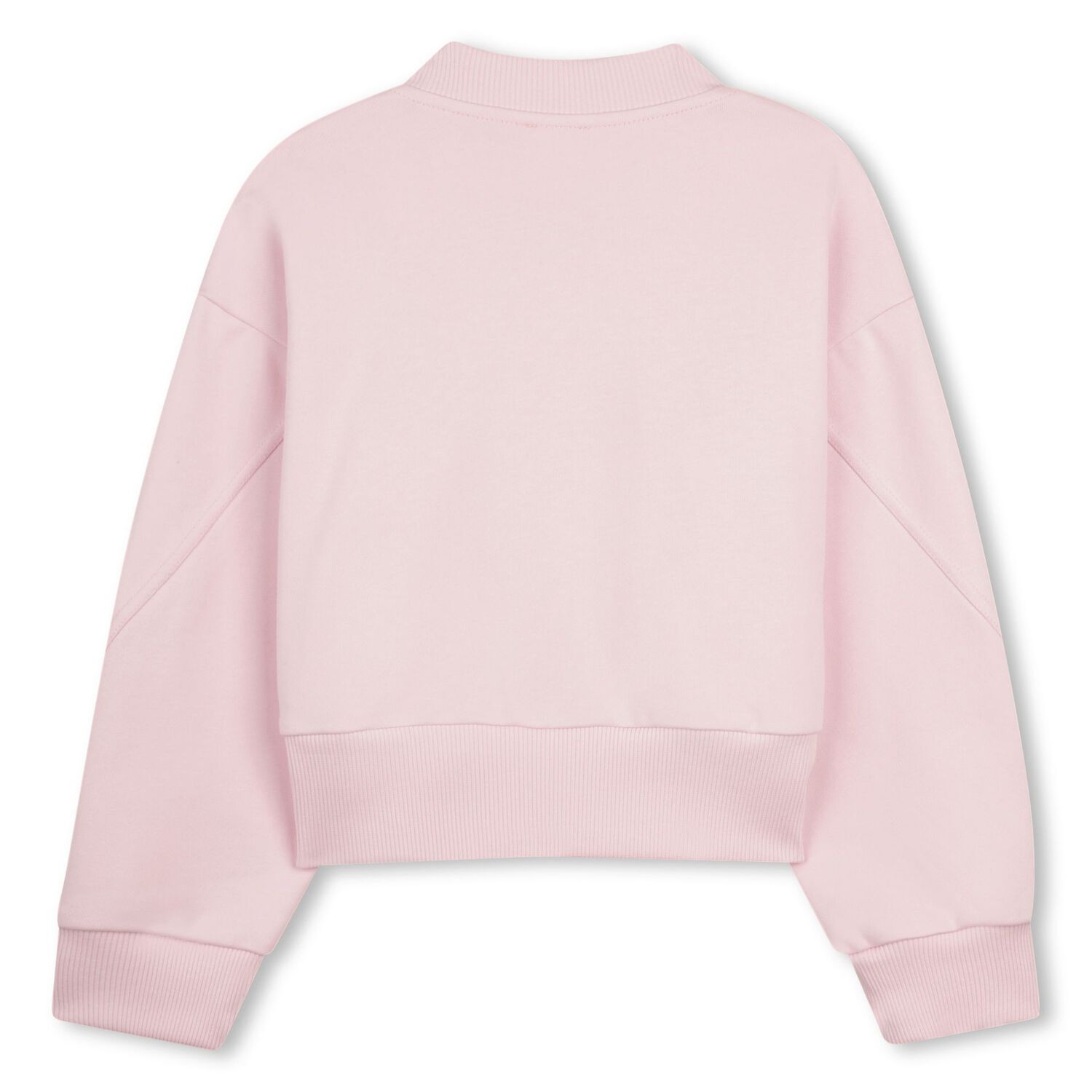 بلوزة بناتي باللون الوردي بسحاب وشعار مطرز, 1, hi-res