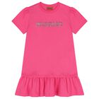 Girls Pink Logo Dress, 2, hi-res