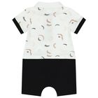 Baby Boys White & Black Logo Polo Romper, 1, hi-res
