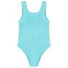 Girls Aqua Crinkle Swimsuit  , 1, hi-res