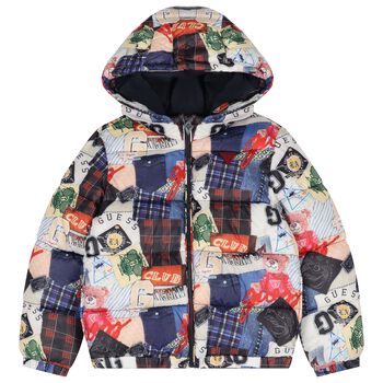 Boys Multi-Coloured Logo Padded Puffer Jacket