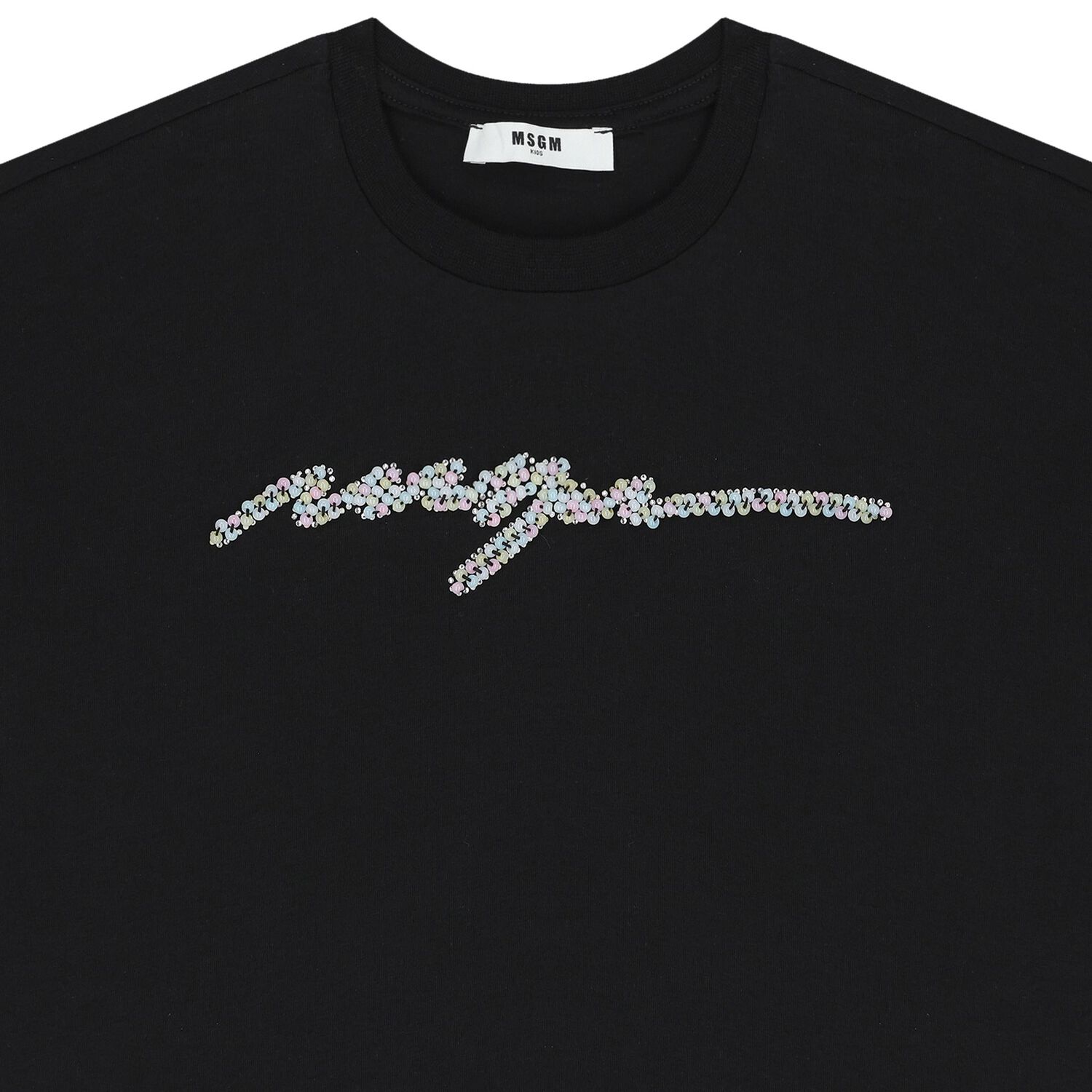 تيشيرت بنات بالشعار باللون الأسود, 2, hi-res image number null