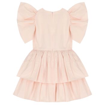 Girls Pink Logo Tiered Dress