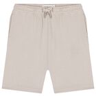 Boys Beige Logo Shorts Set, 1, hi-res