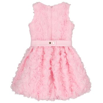 Girls Pink 3D Flower Dress