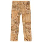 Boys Beige Geo Map Logo Joggers, 1, hi-res