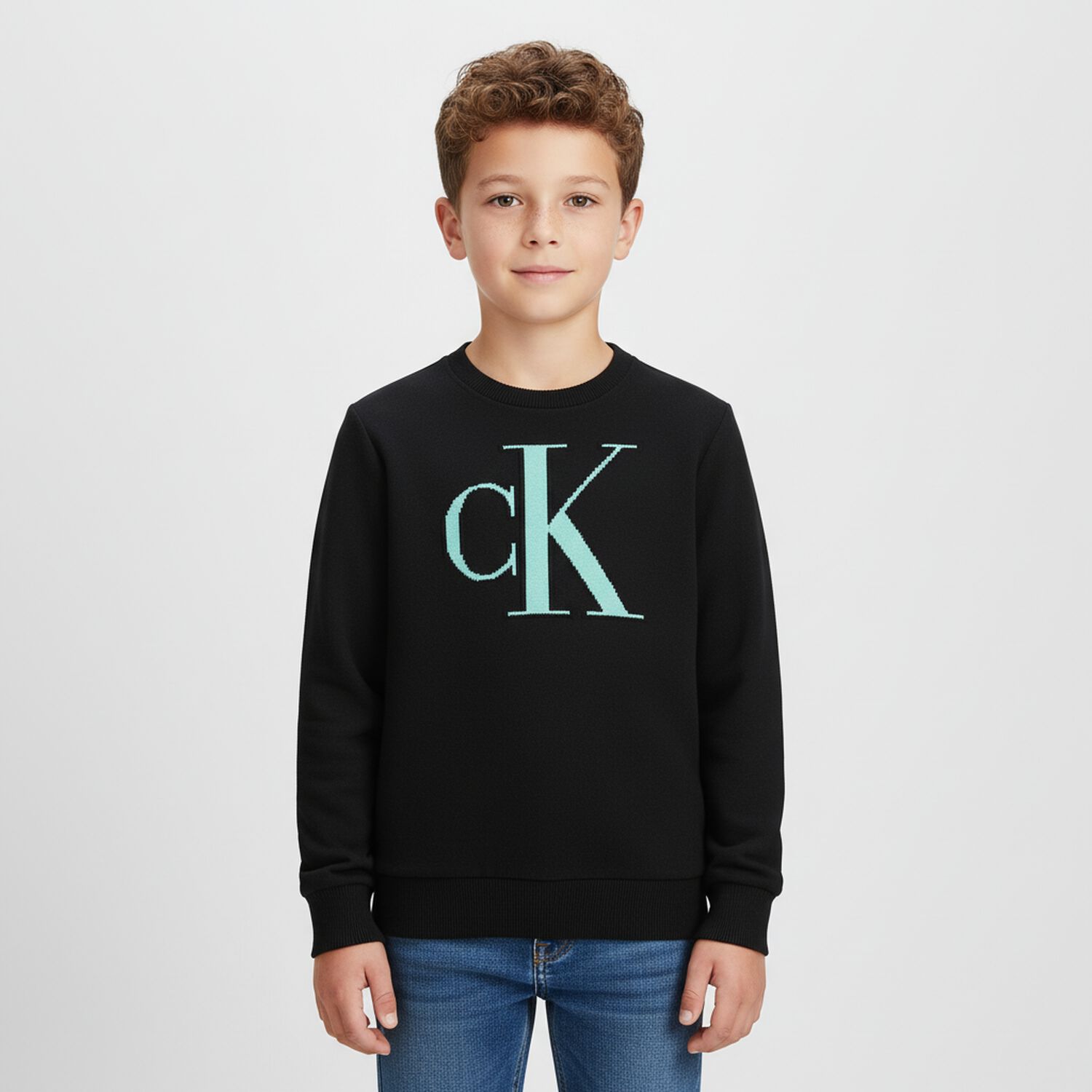 Boys Black Logo Knitted Sweater, 1, hi-res