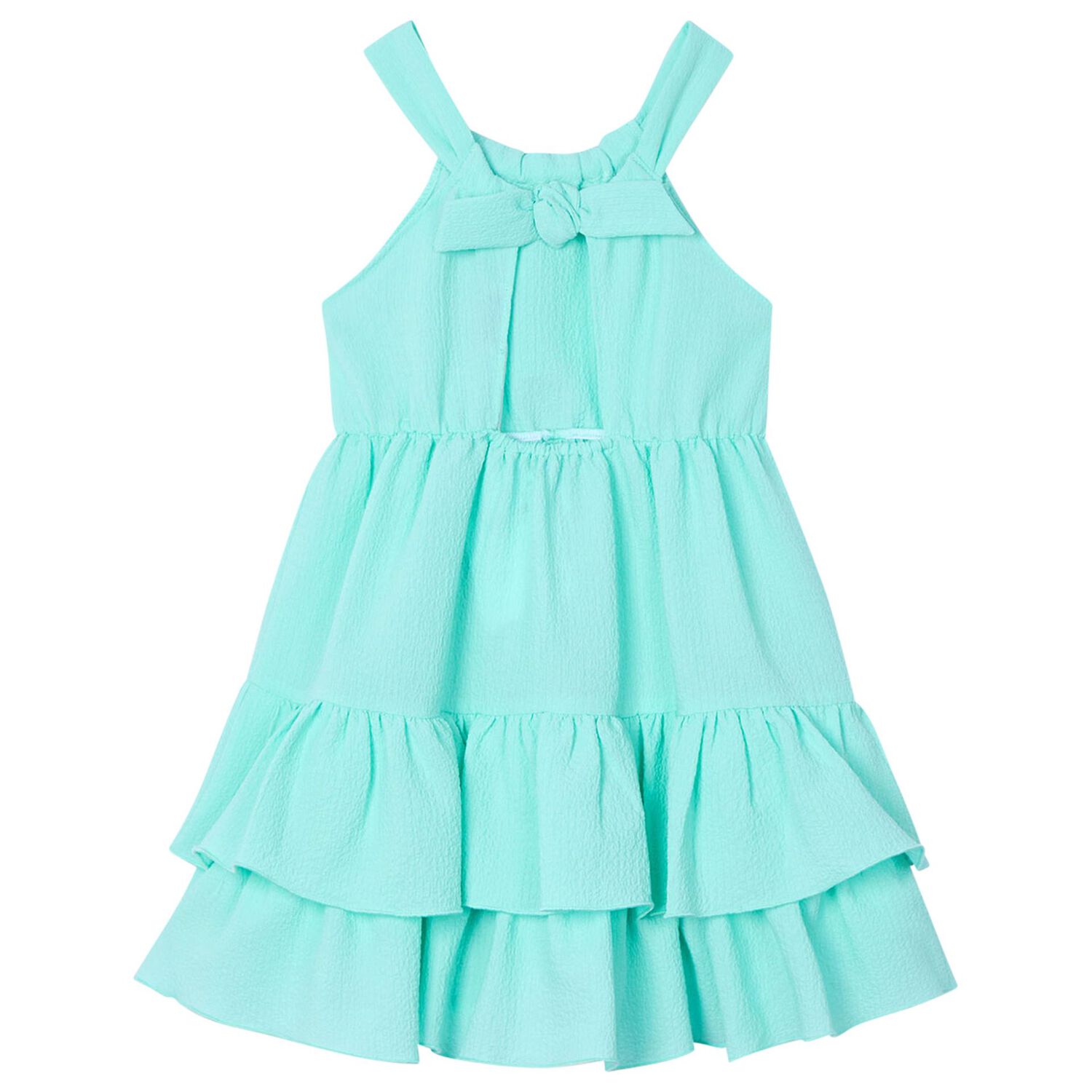 Girls Aqua Ruffled Dress, 2, hi-res