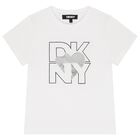 تي شيرت أبيض بشعار على شكل قلب للبنات, 1, hi-res