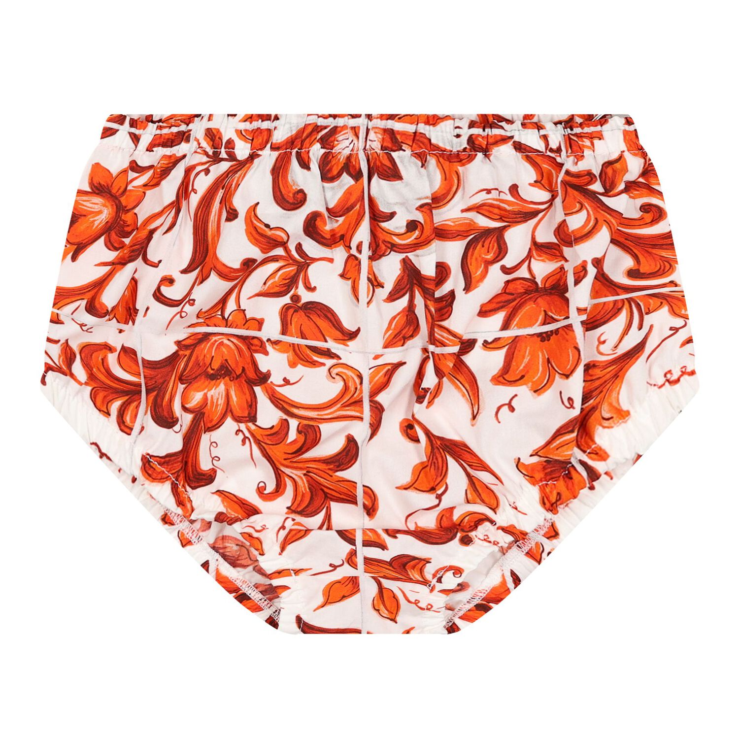 Baby Girls White & Orange Majolica Dress Set, 1, hi-res