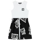 Girls Black & White Logo Dress, 1, hi-res