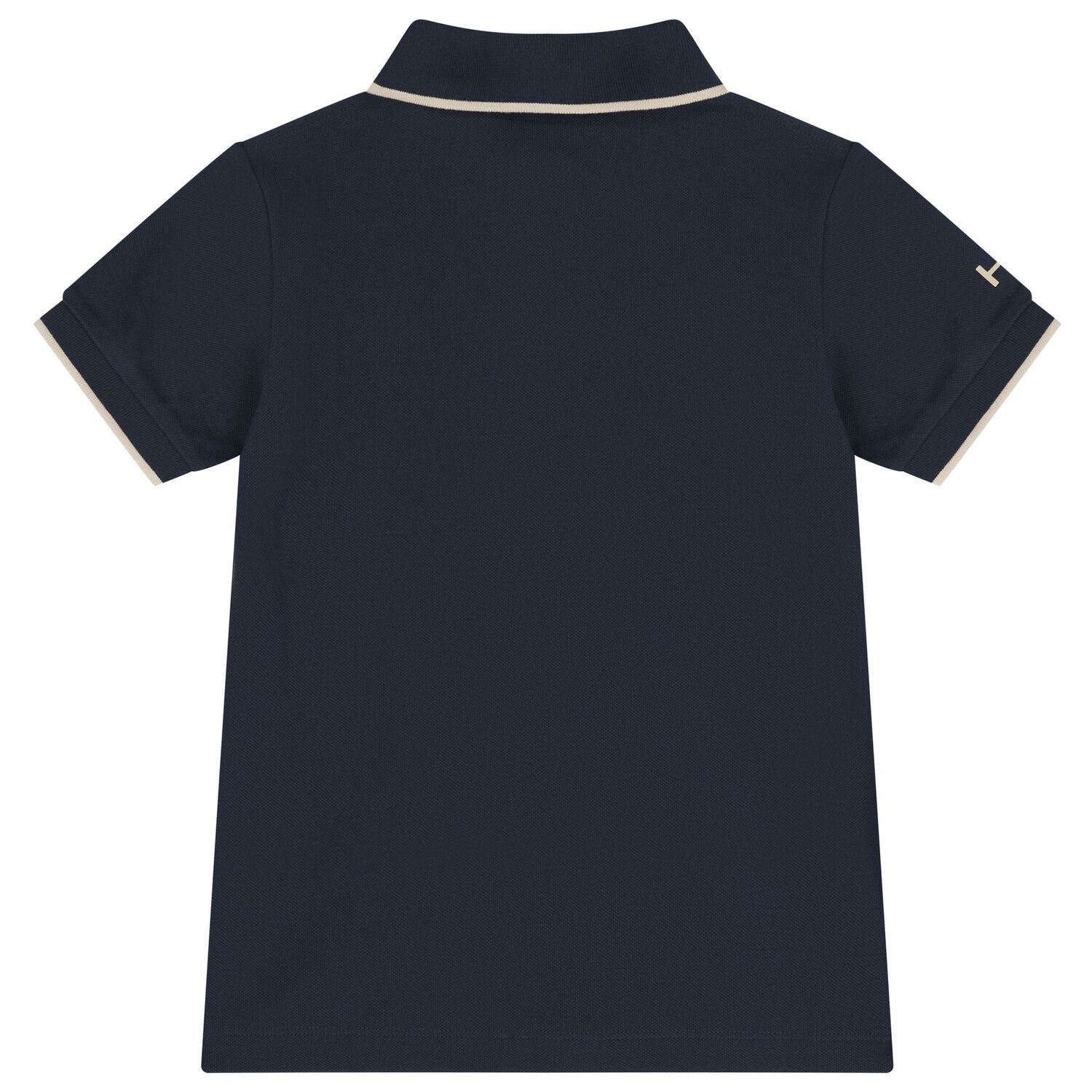 Boys Navy Blue & Beige Polo Shirt, 2, hi-res