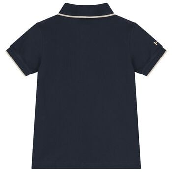 Boys Navy Blue & Beige Polo Shirt