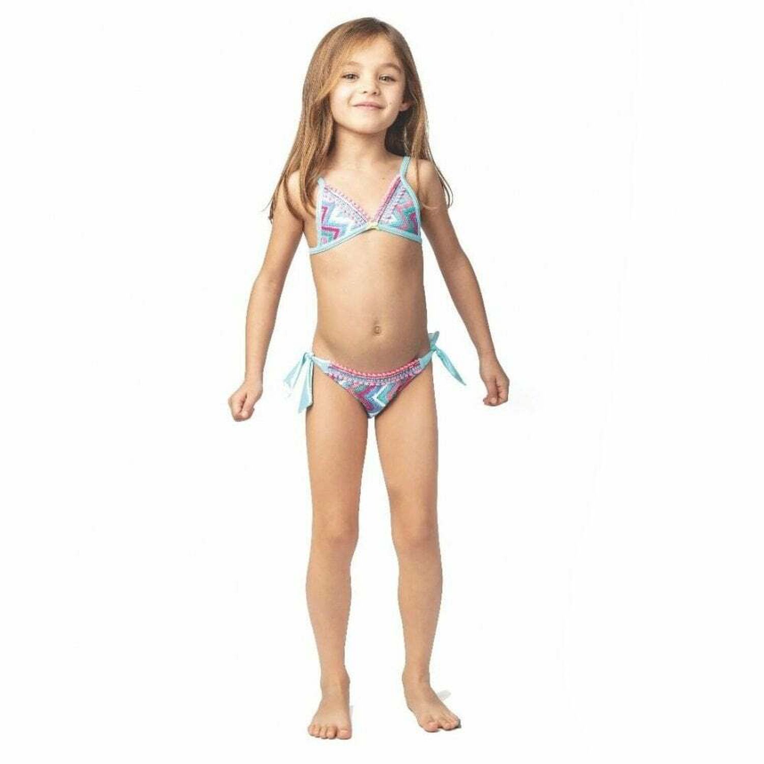 طقم بيكيني كروشية أزرق للبنات, 1, hi-res