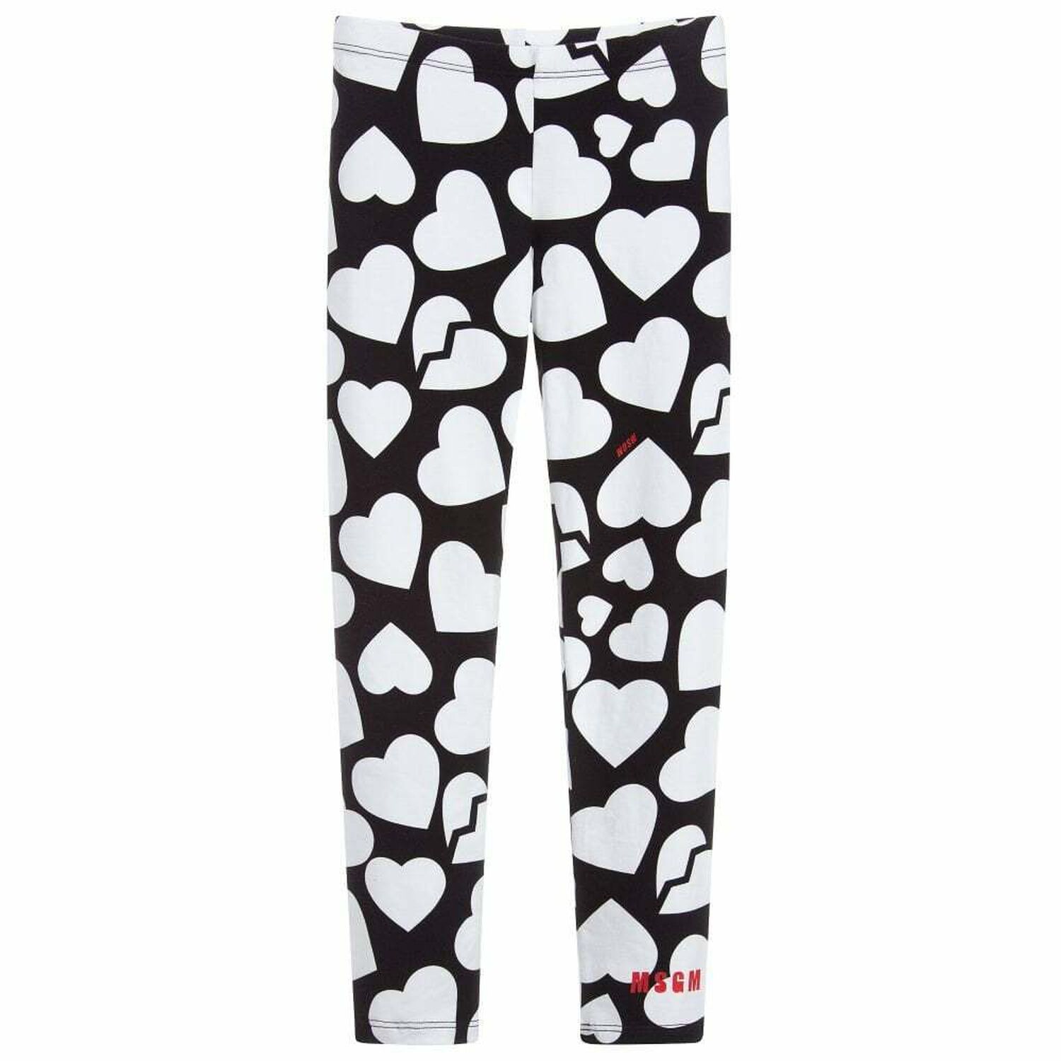 Girls Black & White Printed Leggings, 1, hi-res