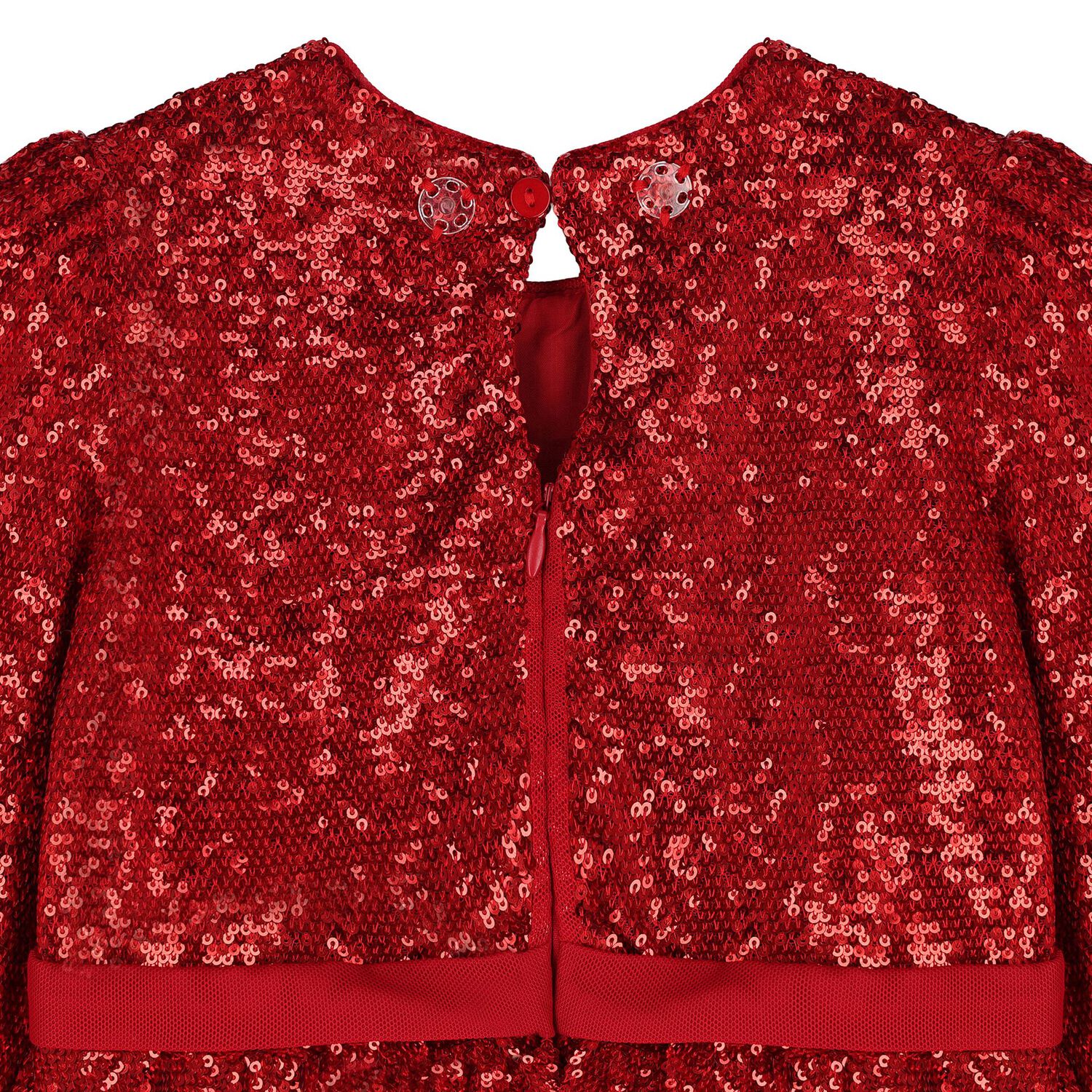 Girls Red Embellished Sequin Dress, 1, hi-res