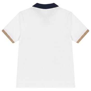 Boys White Logo Polo Shirt