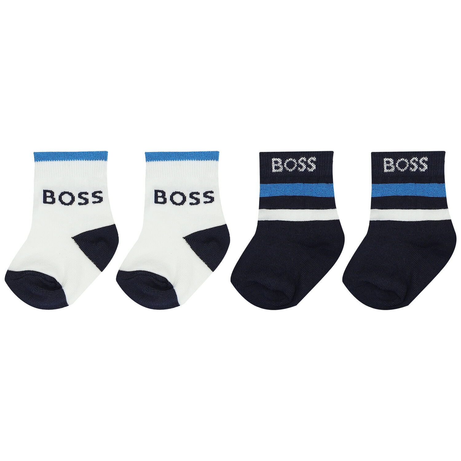 Baby Boys Navy Blue, White & Blue Logo Socks (2 Pack), 2, hi-res image number null