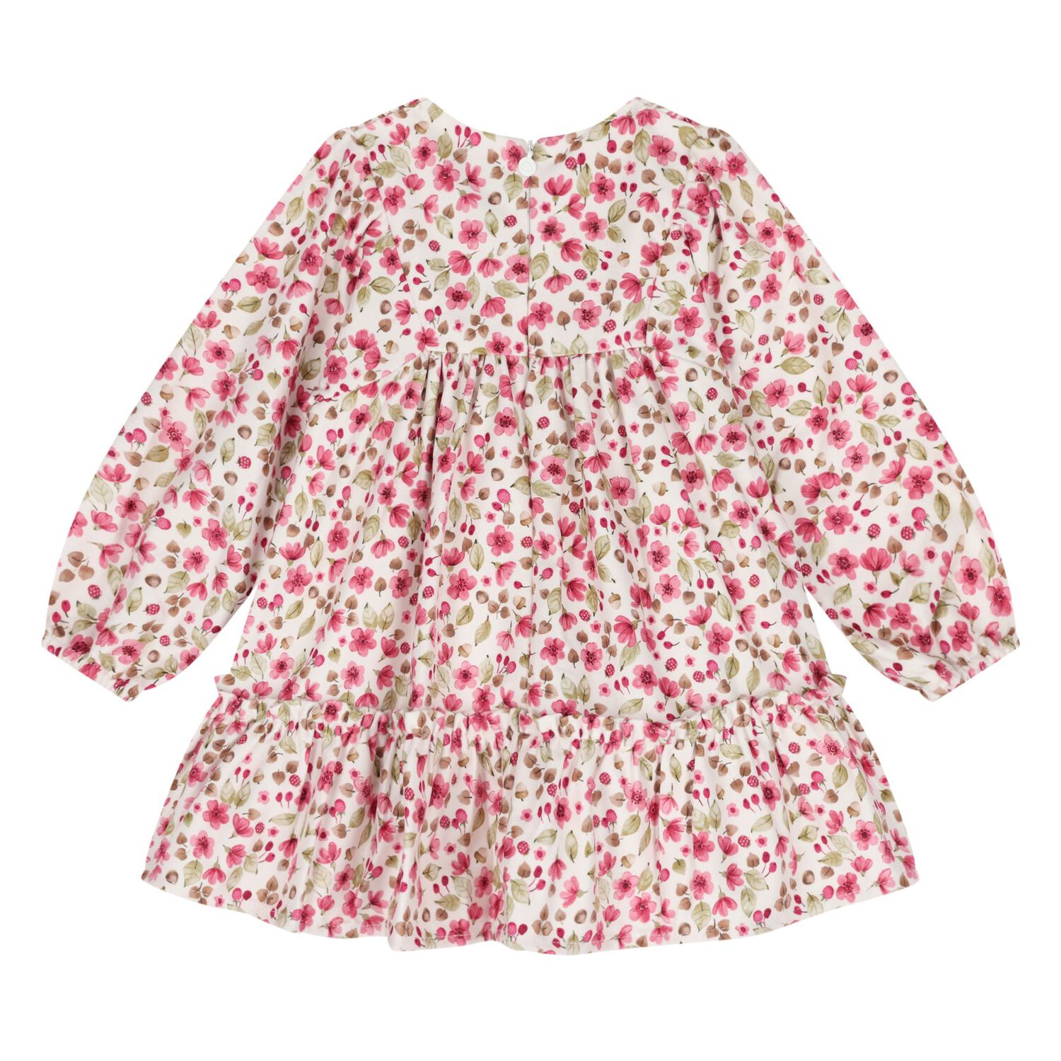 Younger Girls Ivory & Pink Floral Dress, 1, hi-res
