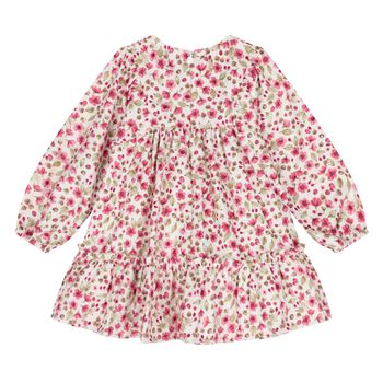Younger Girls Ivory & Pink Floral Dress