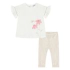 Younger Girls Ivory & Gold Leggings Set, 1, hi-res