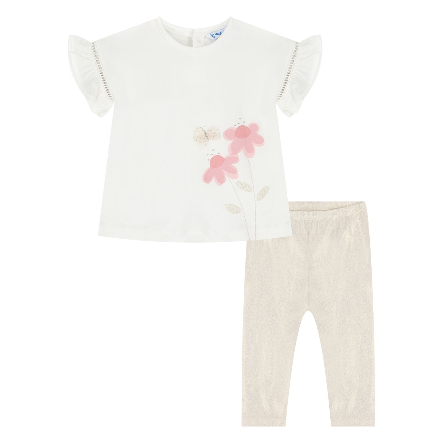 Younger Girls Ivory & Gold Leggings Set, 1, hi-res image number null